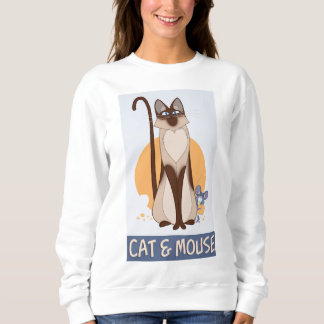Funny Cat & Cute Mouse Sneaking Some Cheese Sweatshirt