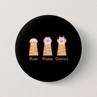 Funny Cat Cute Rock Paper Scissors Cat Paws 6 Cm Round Badge