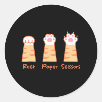 Funny Cat Cute Rock Paper Scissors Cat Paws Classic Round Sticker