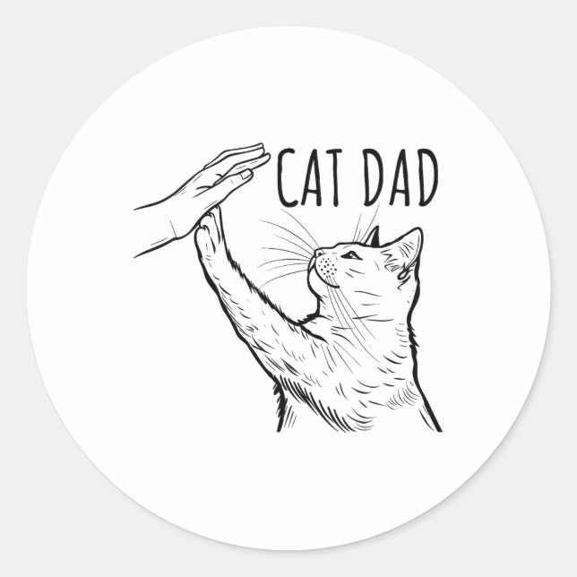 Funny Cat Dad Fathers Day Best Cat Daddy Hand  Classic Round Sticker (Front)