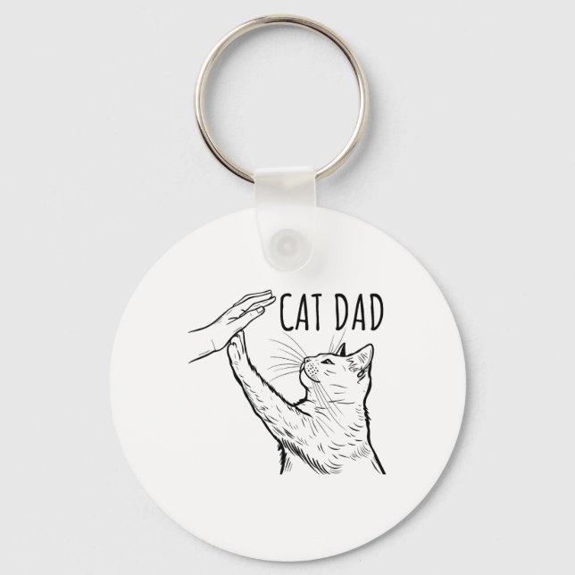Funny Cat Dad Fathers Day Best Cat Daddy Hand  Key Ring (Front)