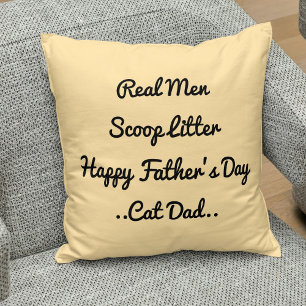Funny Cat Dad Father's Day Gift Black Beige Trendy Cushion