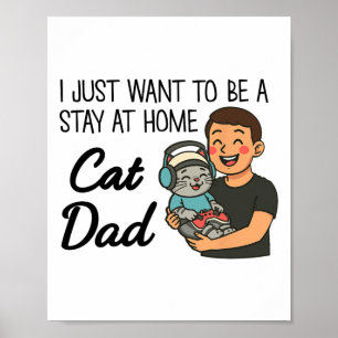 Funny Cat Dad Gaming – Cute Gamer Cat And Dad Desi Poster