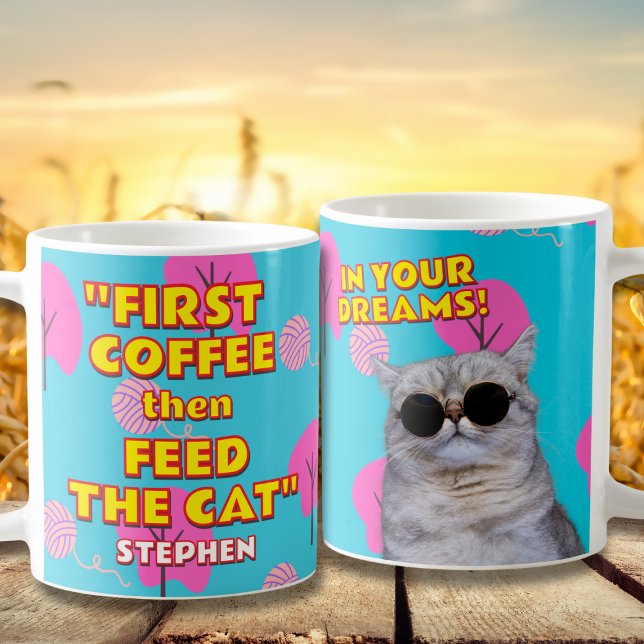 Funny Cat Dad Gift - Custom Name And Photo Coffee Mug (Creator Uploaded)