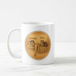Funny Cat Dad Sleeping Illustration Coffee Mug