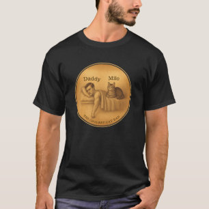 Funny Cat Dad Sleeping Illustration T-Shirt