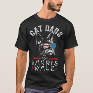 Funny Cat Dads For Harris Waltz 2024 Usa Flag T-Shirt