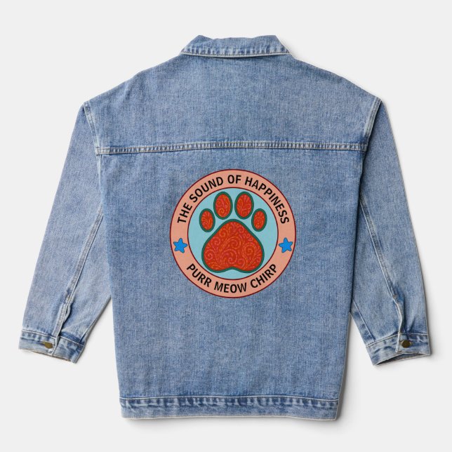 funny cat denim jacket (Back)