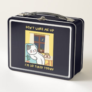 funny cat design for kids- trendy design for fun metal lunch box