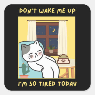 funny cat design for kids- trendy design for fun square sticker