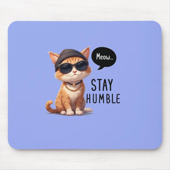 Funny Cat Design Mousepad With Light Blue Colour (Front)