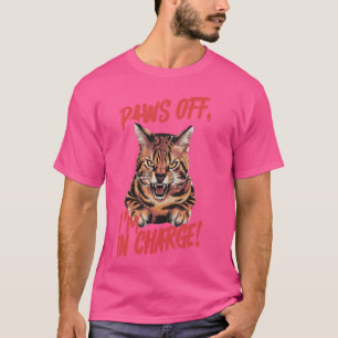 Funny Cat Design Paws Off I'm Charge Bengal Cat T-Shirt