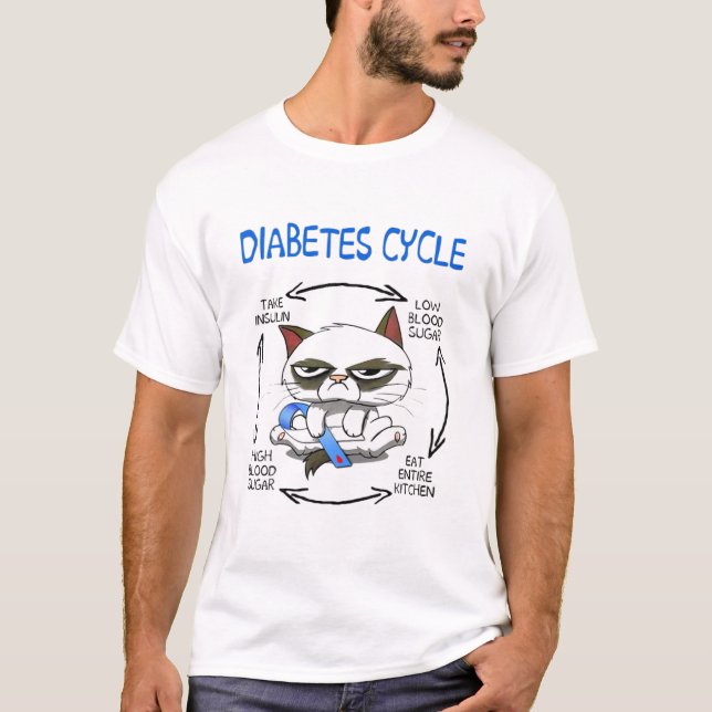 Funny Cat - Diabetes Cycle T-Shirt (Front)