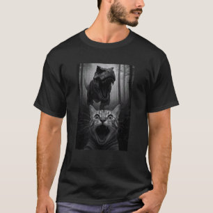 Funny Cat Dinosaur Trex Animal Lover Selfie Mum Da T-Shirt