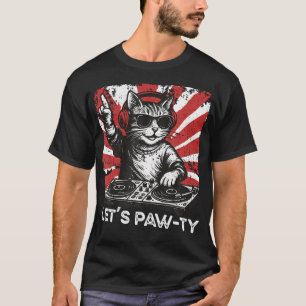 Funny Cat Dj Retro Turntable Disco Dance Club Soun T-Shirt