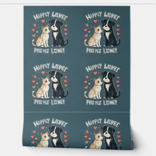 Funny Cat & Dog Cute Pet Couple Cartoon Background Wallpaper
