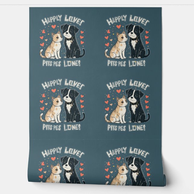 Funny Cat & Dog Cute Pet Couple Cartoon Background Wallpaper (Unrolling)