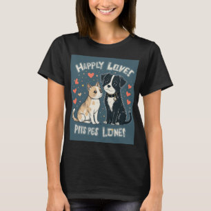 Funny Cat & Dog Love Cute Cartoon Pet Couple T-Shirt