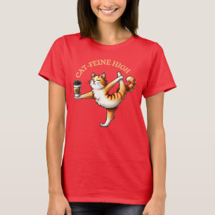 Funny Cat Doing Yoga And Coffee T-Shirt