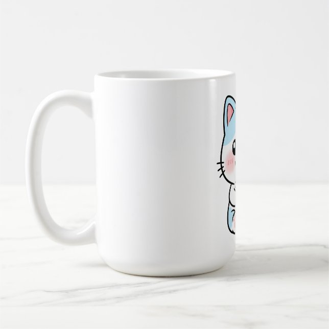 Funny Cat Drinking a Cute Drink Coffee Mug (Left)
