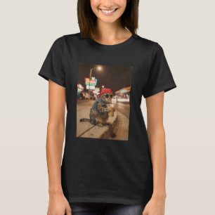 Funny Cat Drinking Iced Coffee Cats Meme Men Women T-Shirt