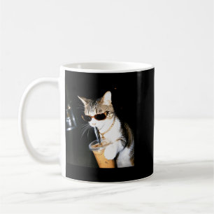 Funny Cat Drinking Iced Coffee Humour Meme Kitten Mug