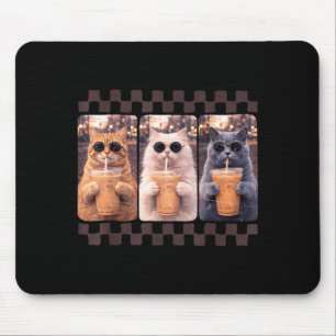 Funny Cat Drinking Iced Coffee Meme Animal Iced Mouse Mat