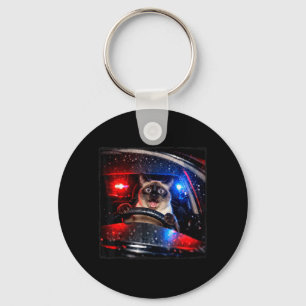 Funny Cat Driving Police Chase Kitten Meme Humour Key Ring