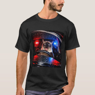 Funny Cat Driving Police Chase Kitten Meme Humour T-Shirt