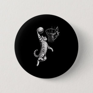 Funny cat dunk basketball hoop  6 cm round badge