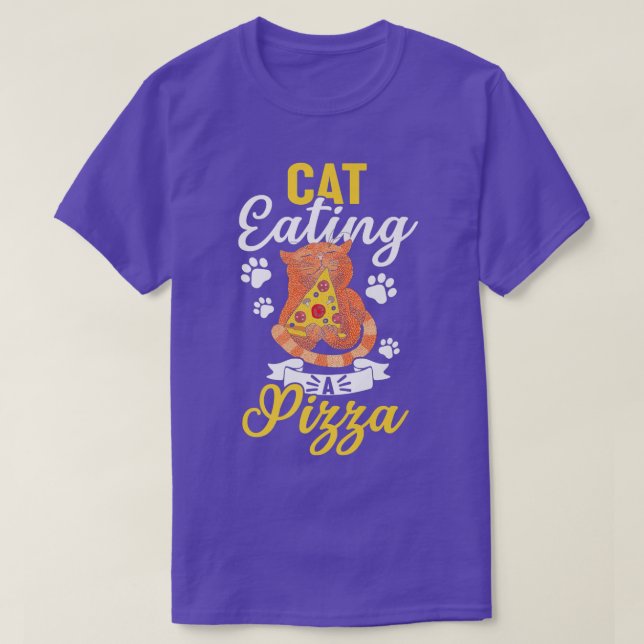 Funny Cat Eating A Pizza Premium  T-Shirt (Design Front)