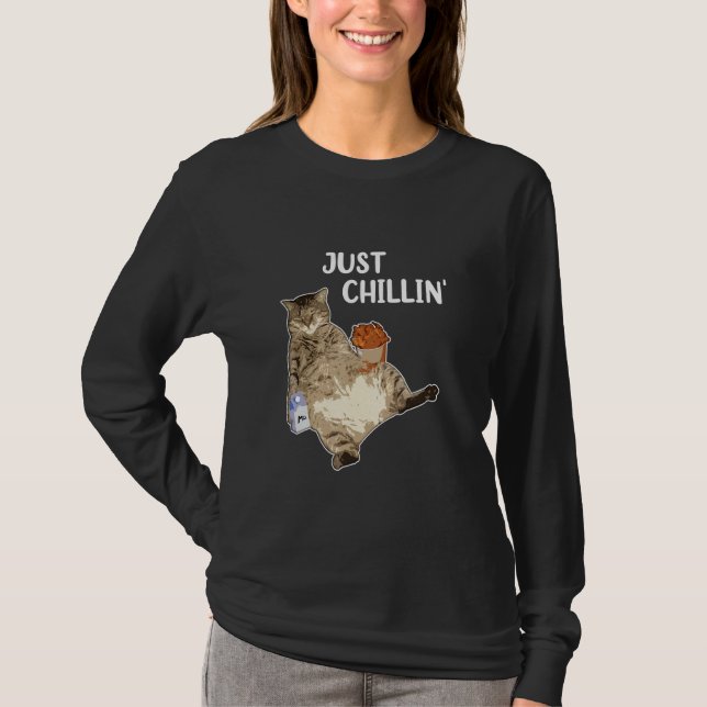 Funny Cat (Eating  Drinking  Sleeping) T-Shirt (Front)