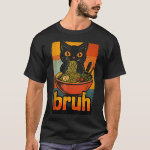 Funny Cat Eating Japanese Ramen Noodles Men Women  T-Shirt