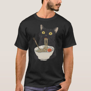 Funny Cat Eating Noodles Ramen Japanese Cat Eat No T-Shirt