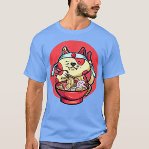 Funny Cat Eating Ramen Cute Japanese Cat Ramen Noo T-Shirt