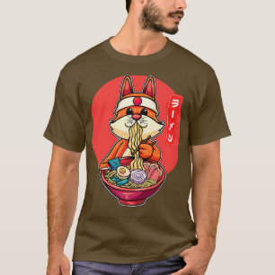 Funny Cat Eating Ramen Cute Japanese Cat Ramen Noo T-Shirt