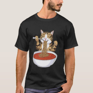 Funny Cat Eating Spaghetti Meme T-Shirt