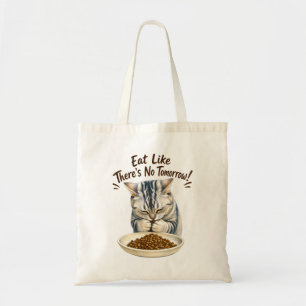 Funny Cat Eating Treats Tote Bag