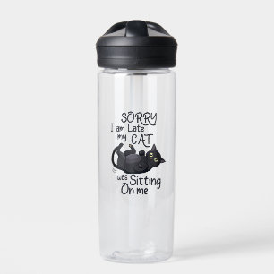 Funny Cat Excuse - Late because of my cat Water Bottle