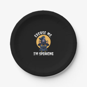 Funny Cat Excuse Me I'm speaking Kamala Harris 47  Paper Plate