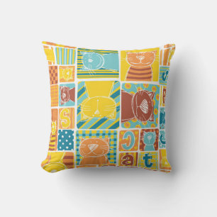 Funny cat fabric patchwork wallpaper,abstract seam cushion