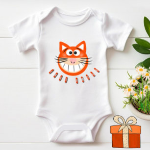 Funny cat face baby bodysuit