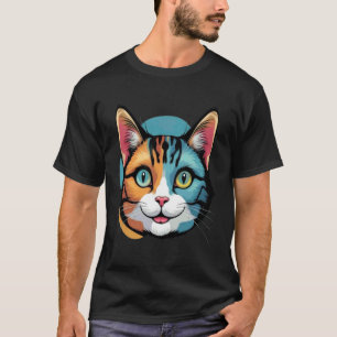 Funny Cat Face Drawing Artistic Graphic T-Shirt
