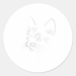 Funny Cat Face Gift TShirt Classic Round Sticker