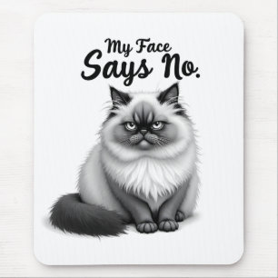 Funny Cat Face Illustration – Minimal Cute Cat Art Mouse Mat