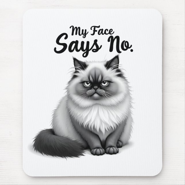 Funny Cat Face Illustration – Minimal Cute Cat Art Mouse Mat (Front)