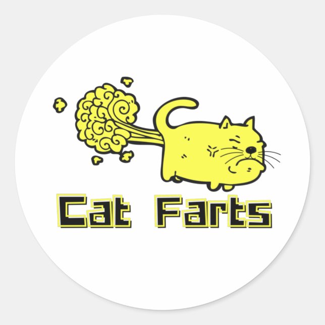 Funny Cat Farts Classic Round Sticker (Front)