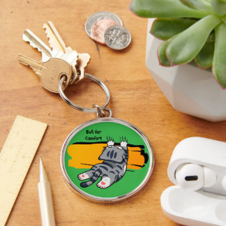 Funny Cat, Fat Cat, Funny Script, Modern Trendy K Key Ring