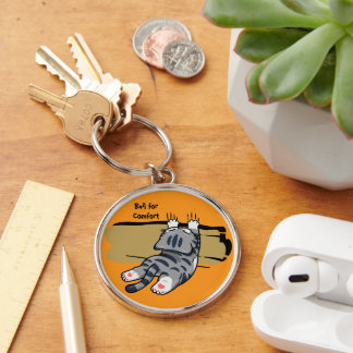 Funny Cat, Fat Cat, Funny Script, Modern Trendy K Key Ring