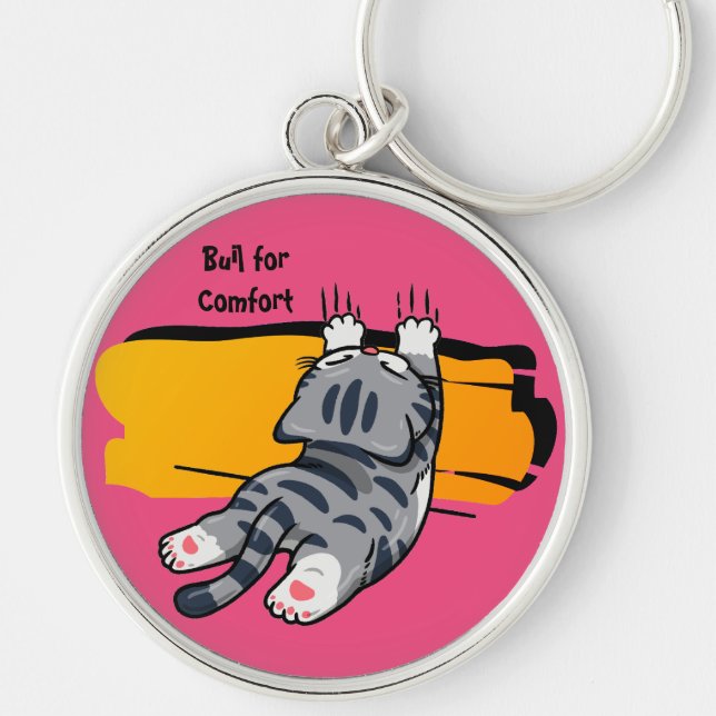 Funny Cat, Fat Cat, Funny Script, Modern Trendy  Key Ring (Front)